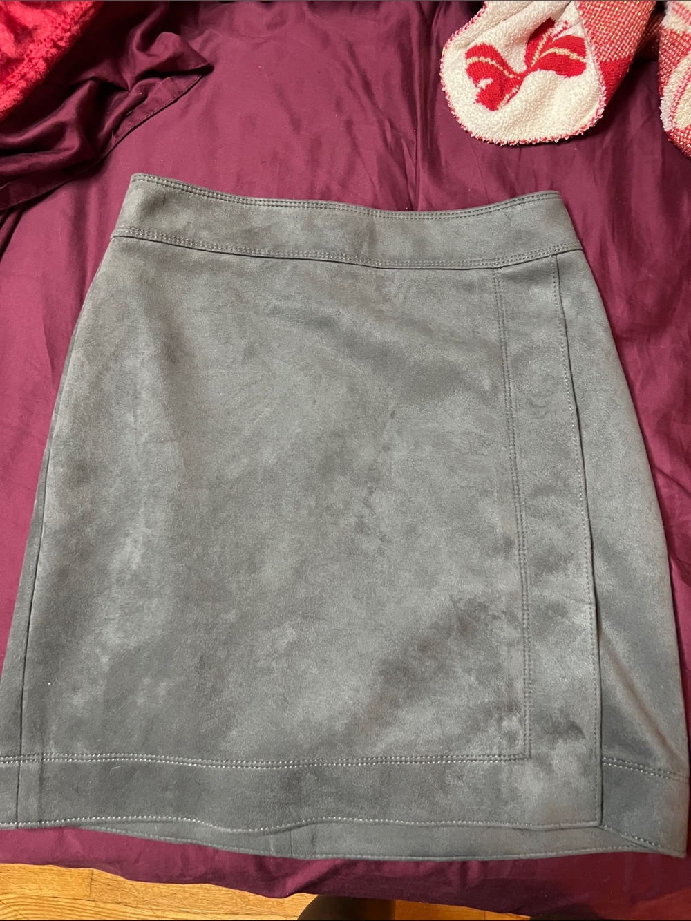 Classic Gray Suede-Look Mini Skirt